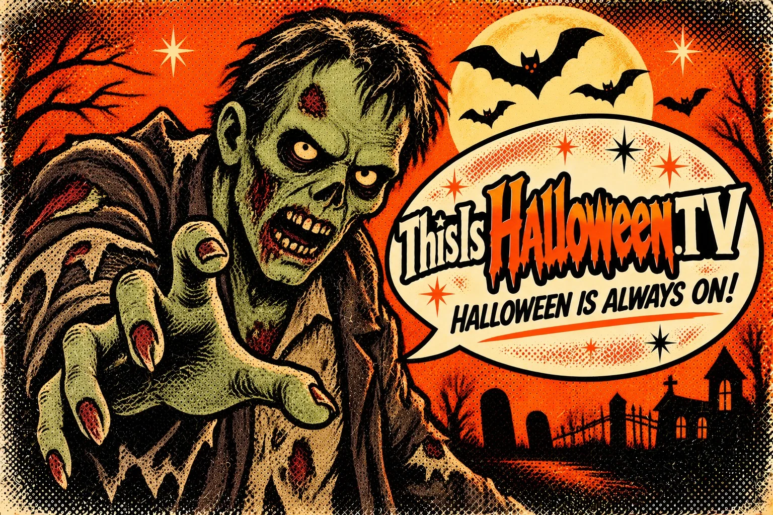 Illustrated vintage Halloween character artwork