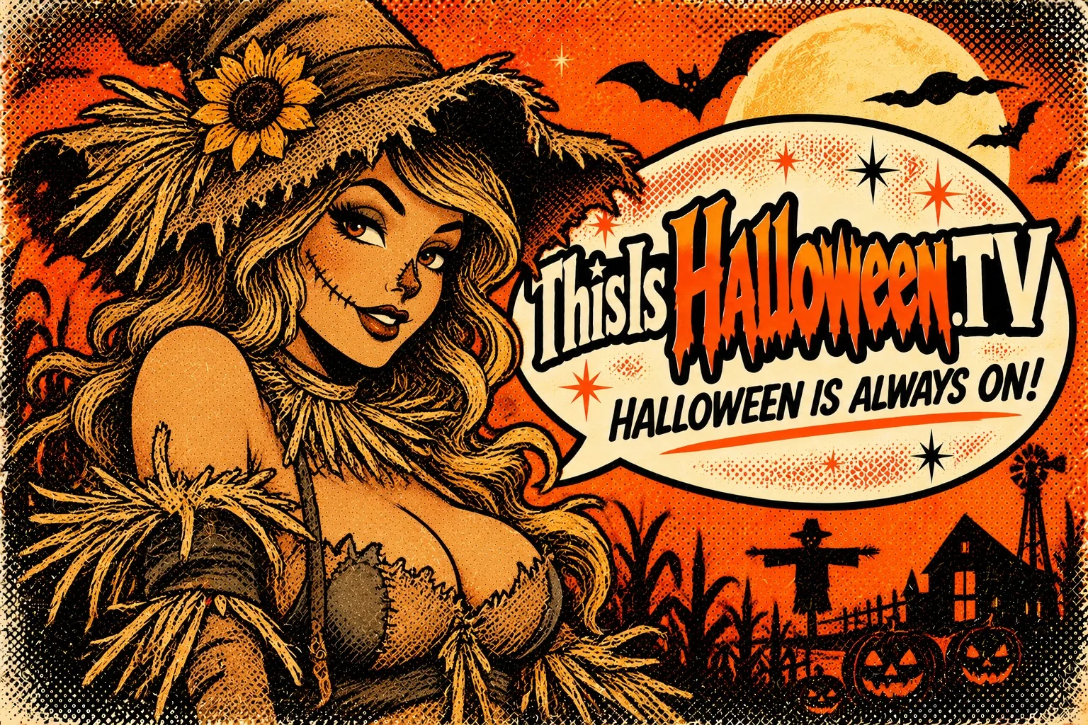 Illustrated vintage Halloween character artwork