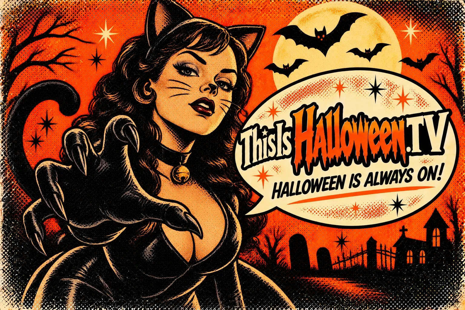 Vintage Halloween illustration for The Halloween Computer Lab: Spooky Games Kids Played in the 1990s and 2000s