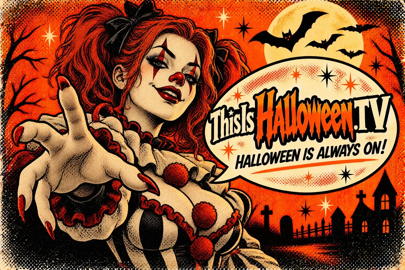Illustrated vintage Halloween character artwork