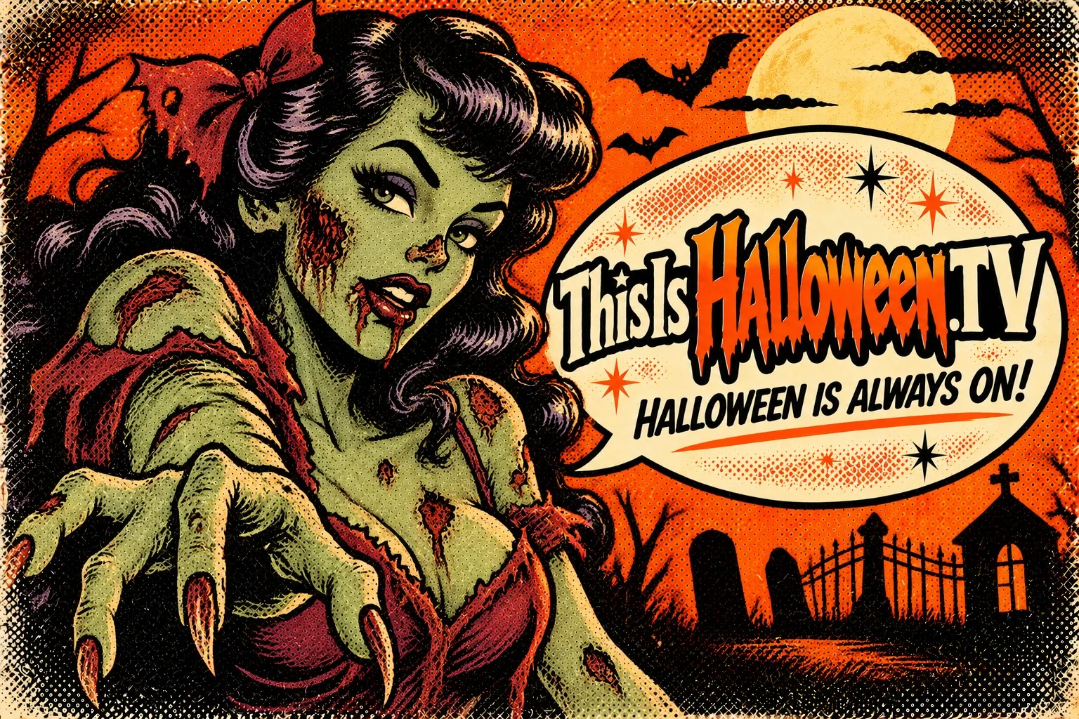Illustrated vintage Halloween character artwork