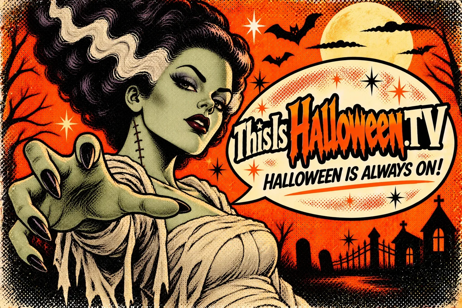 Illustrated vintage Halloween character artwork