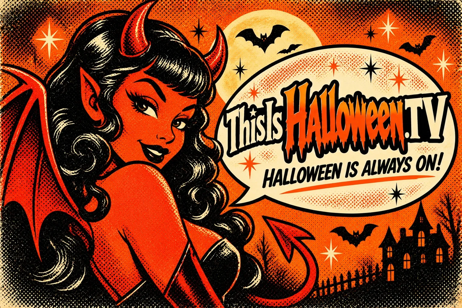 Illustrated vintage Halloween character artwork