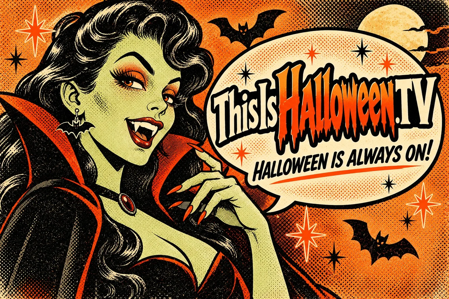 Illustrated vintage Halloween character artwork